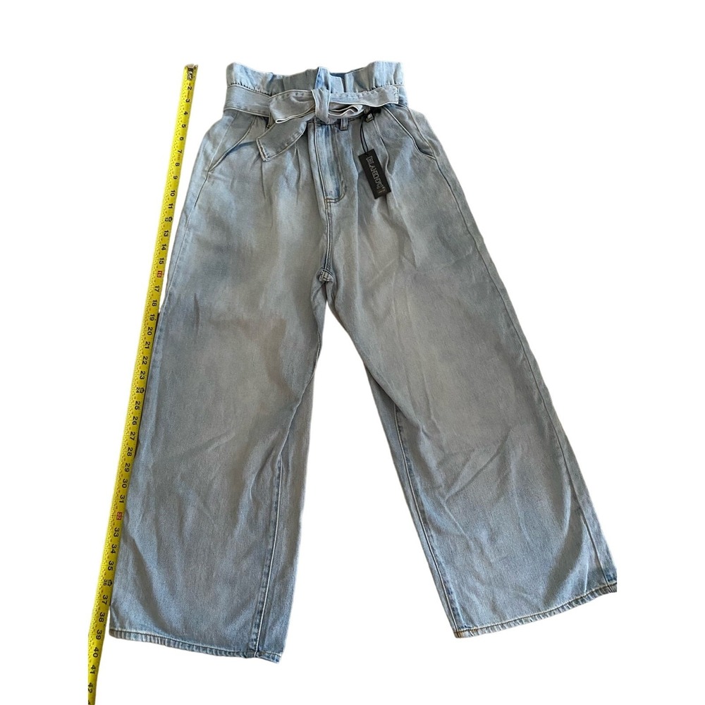 Blank NYC Women's High Rise Paperbag Wide Leg Jeans Cottagecore Denim Tie Waist‎ - Picture 7 of 8